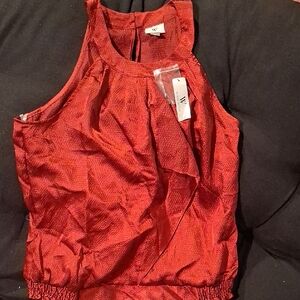 Worthington Red Textured Sleeveless Blouse
